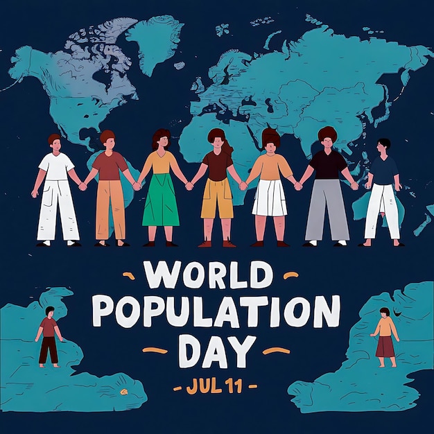 Background mondiale con la gente Giornata mondiale della popolazione