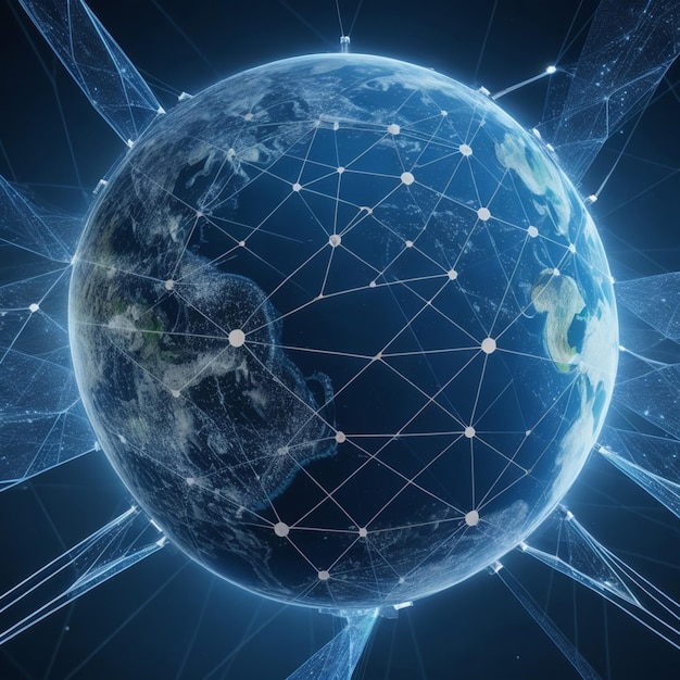 Background tecnologico della rete di connessione globale digitale a vettori liberi