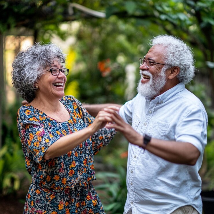 Backyard Bonding Happy Multiracial Seniors Enjoying Leisure and Togetherness