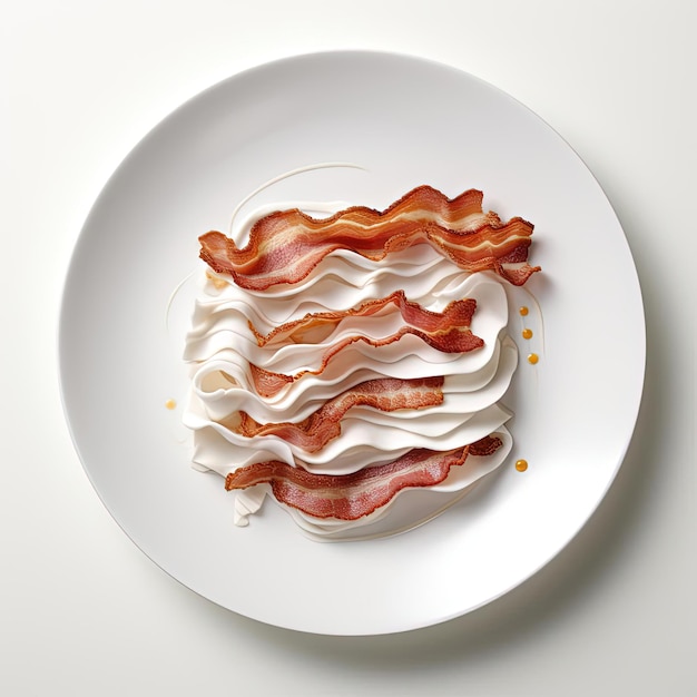 bacon su un piatto bianco nello stile di birdseyeview