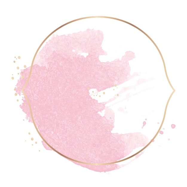 Badge d'oro con acquerello rosa vernice trasparente png