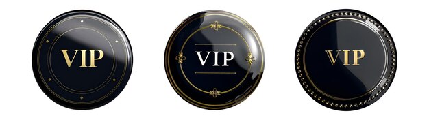 Badge VIP Emblema lucido Sfondio trasparente Colore nero e oro Persona molto importante