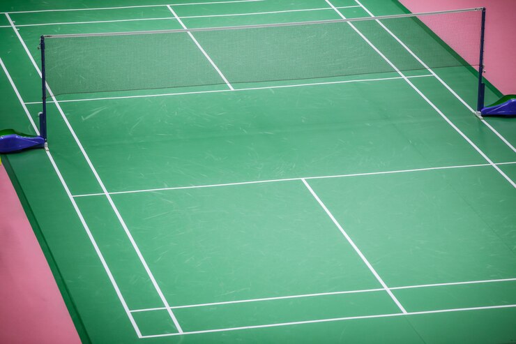Badminton court green floor standard in master tournament