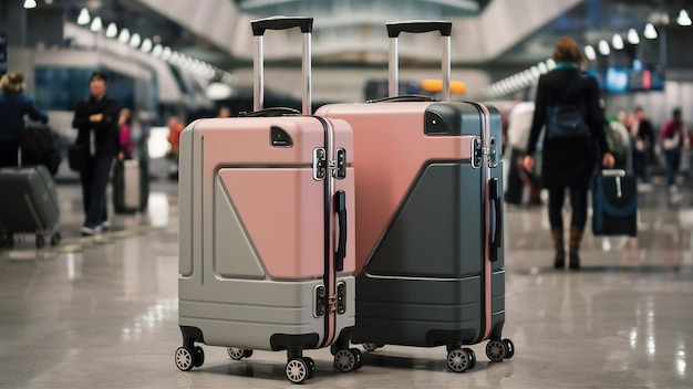 Bagaglio di colore rosa-grigio-nero o borsa bagagli per viaggi di trasporto