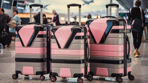 Bagaglio di colore rosa-grigio-nero o borsa bagagli per viaggi di trasporto