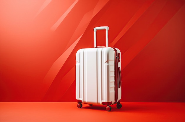 Bagaglio o borsa bagagli di colore bianco per viaggi di trasporto