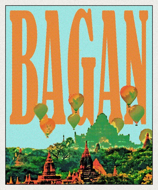 Bagan Retro Poster di viaggio