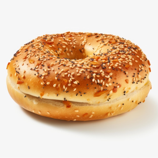 Bagel ultra realistico 4k su sfondo bianco 8k Hd