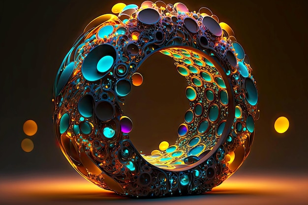 Bagliore cosmico sotto forma di anello multicolore come rendering 3d sfondo geometrico astratto ai generativo