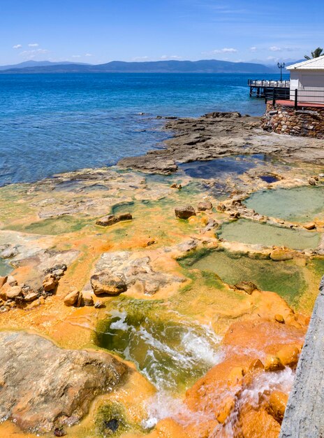 Bagni termali presso la località termale di LoutraEdipsou sull'isola di Evia Eubea nel Mar Egeo in Grecia
