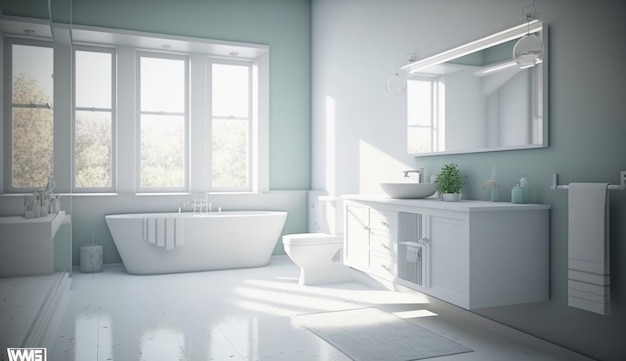 Bagno bianco in stile minimal moderno IA generativa