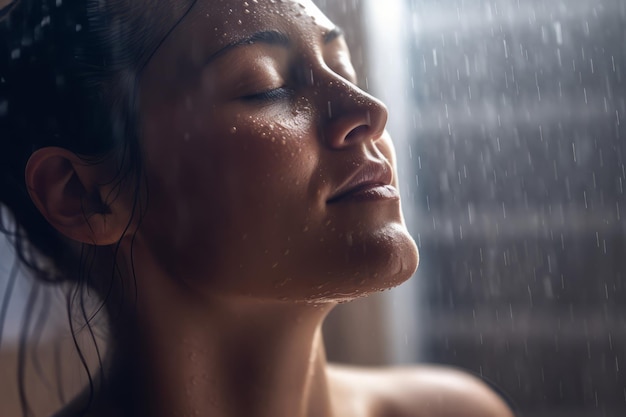 Bagno donna stanza occhi chiusi Cura relax Genera ai