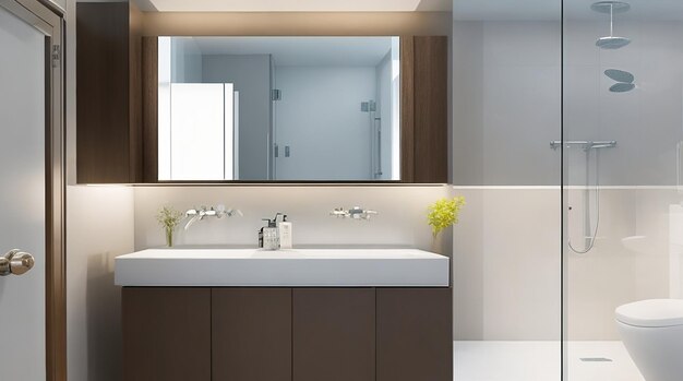 Bagno e toilette di lusso di progettazione moderna della rappresentazione 3d