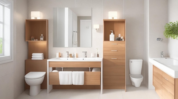 Bagno interno con mobili