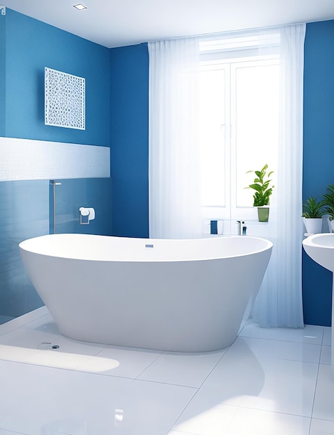 Bagno interno vasca da bagno 3d rendering mock up