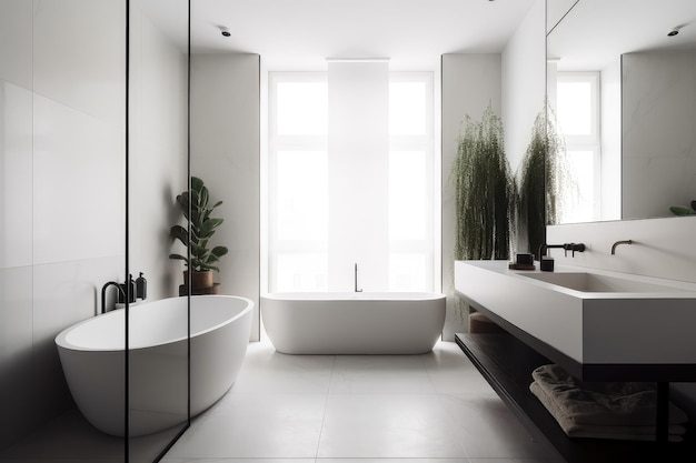 Bagno minimalista con finiture eleganti e decorazioni minimaliste