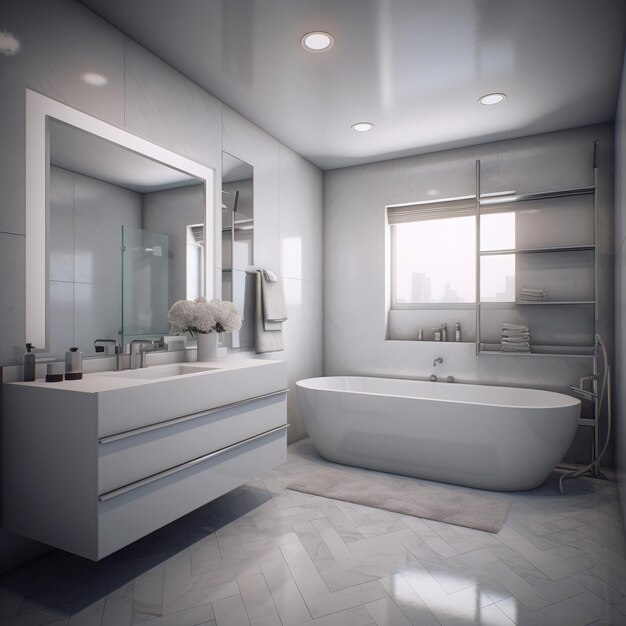 bagno minimo bianco e grigio