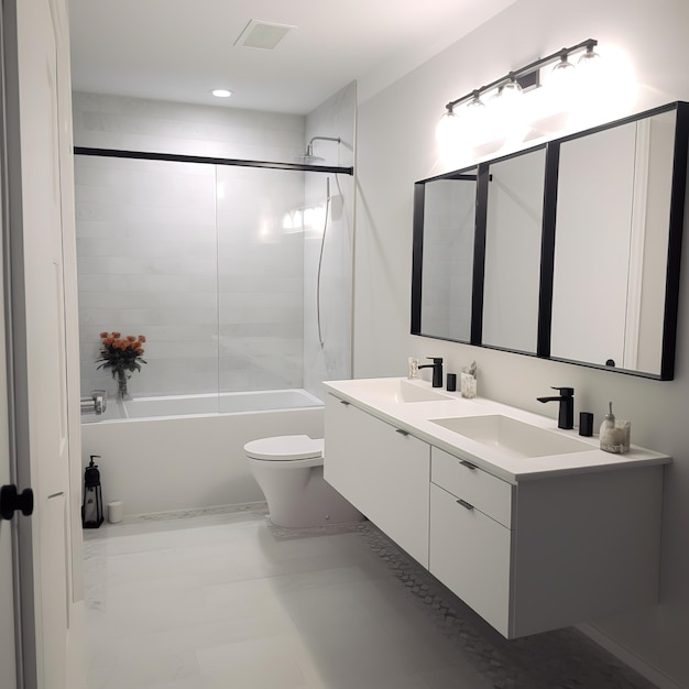 bagno minimo bianco e grigio