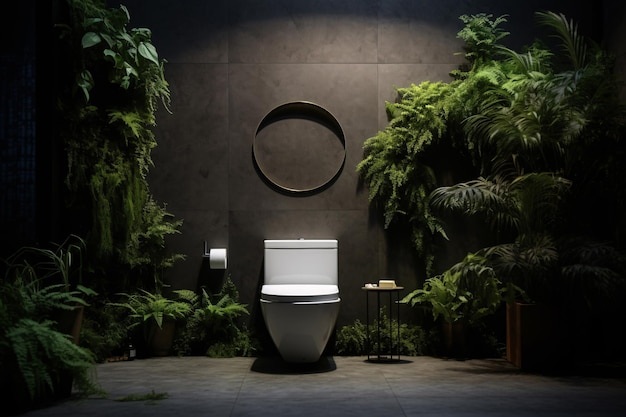 Bagno moderno eco-friendly con lussureggiante verde interno bagno pulito e verde bagno contemporaneo