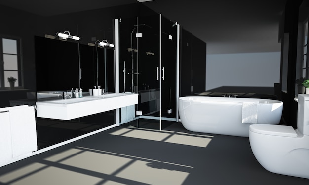 Bagno nero con pareti riflettenti