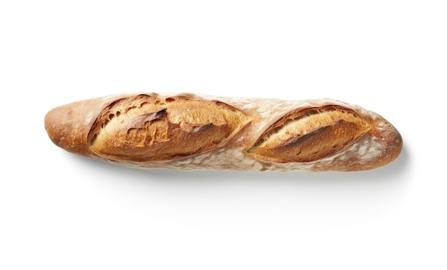 Baguette appena sfornata isolata su sfondo bianco AI generativa