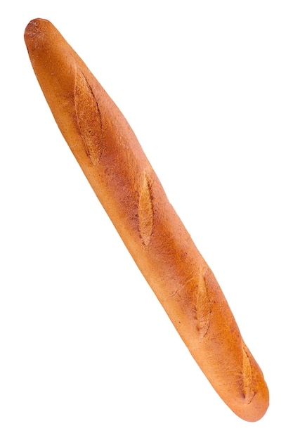 Baguette francese croccante isolata sui precedenti bianchi
