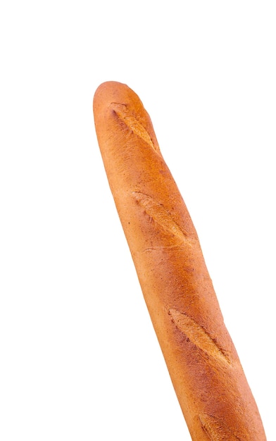 Baguette francese croccante isolata sullo sfondo bianco