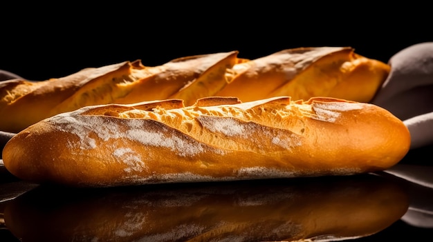 Baguette tradizionale francese Pane e grano su un tavolo