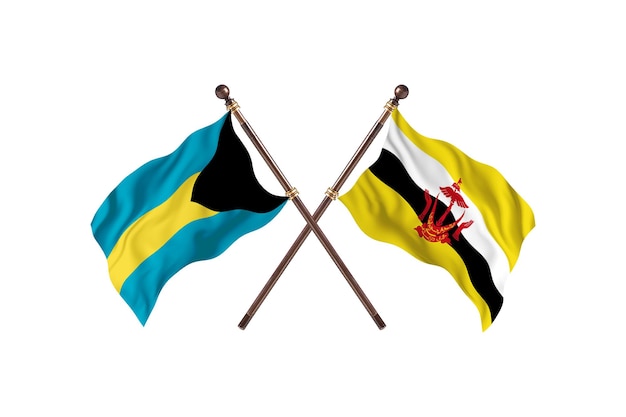 Bahamas contro Brunei due bandiere di paesi Background