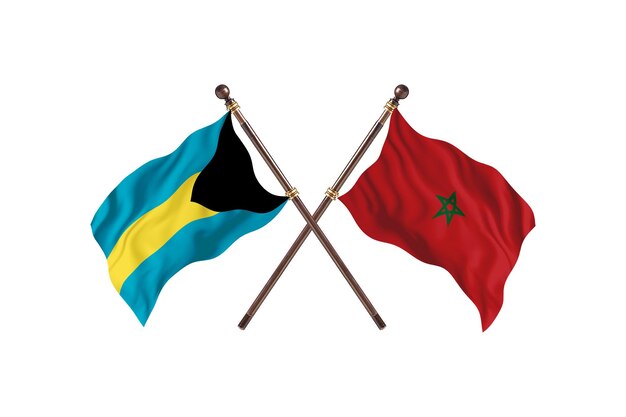 Bahamas contro il Marocco due bandiere di paesi Background