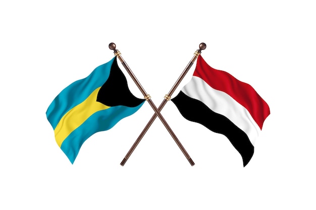 Bahamas contro lo Yemen due bandiere di paesi Background