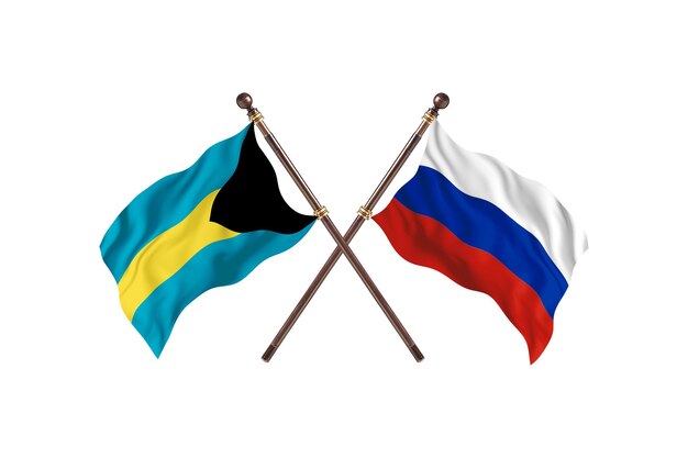 Bahamas contro Russia due bandiere di paesi Background