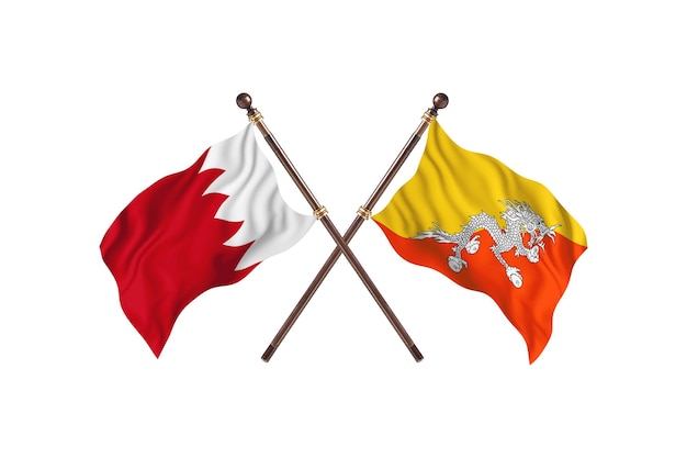 Bahrain contro Bhutan due paesi bandiere sfondo