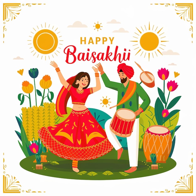 Baisakhi Happy Baisakhi Vaisakhi festival sfondo e tipografia