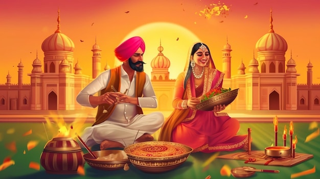 Baisakhi Happy Baisakhi Vaisakhi sfondo del festival e tipografia Generative Ai