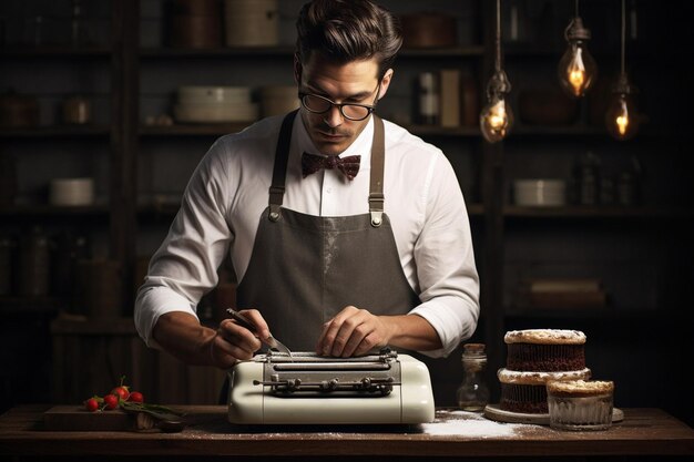 Baker che crea una replica di una torta di una famosa scena cinematografica