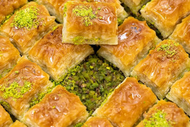 Baklava al pistacchio Prelibatezze della cucina mediterranea Baklava del primo piano