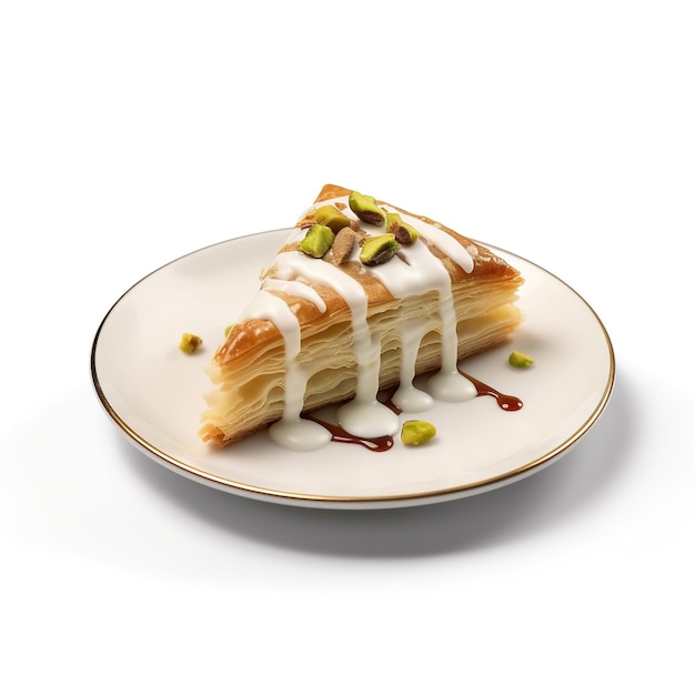 baklava con gelato cucina turca isolata su sfondo bianco