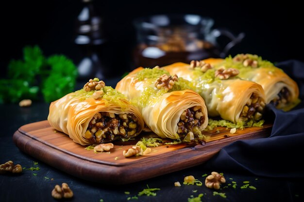 Baklava con miele farcito con noci decadente generato