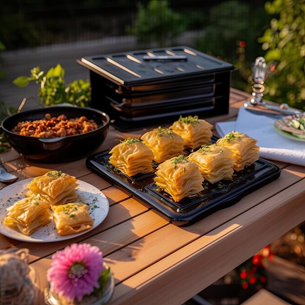 Baklava dolce di pasta a strati fatto di pasta filo ripiena di noci tritate