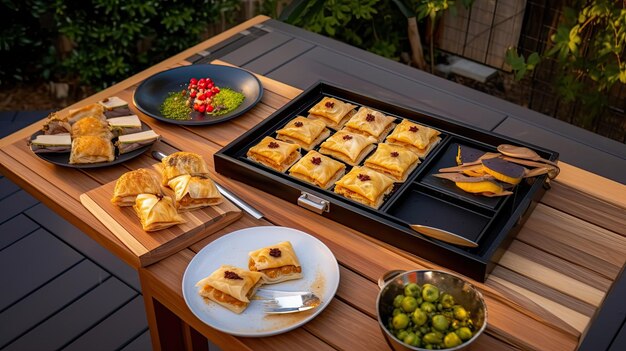 Baklava dolce di pasta a strati fatto di pasta filo ripiena di noci tritate