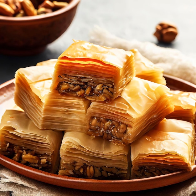 Baklava Dolce turco a base di noci e miele di pasta sottile