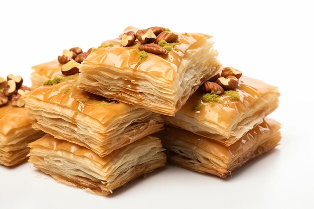 Baklava isolato su sfondo bianco Ai generativo