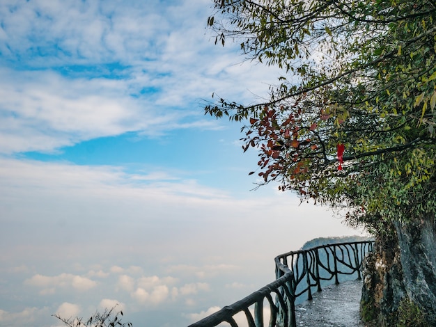 Balcone del passaggio pedonale sul cilff della montagna di Tianmen