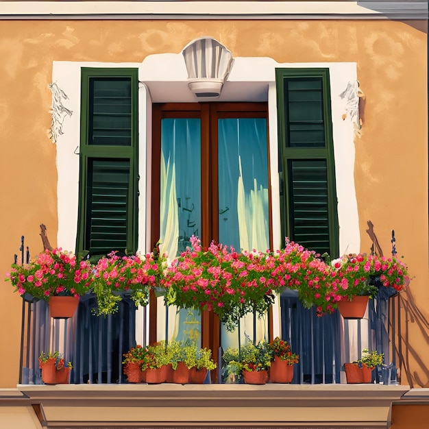 balcone della facciata della casa in stile italiano