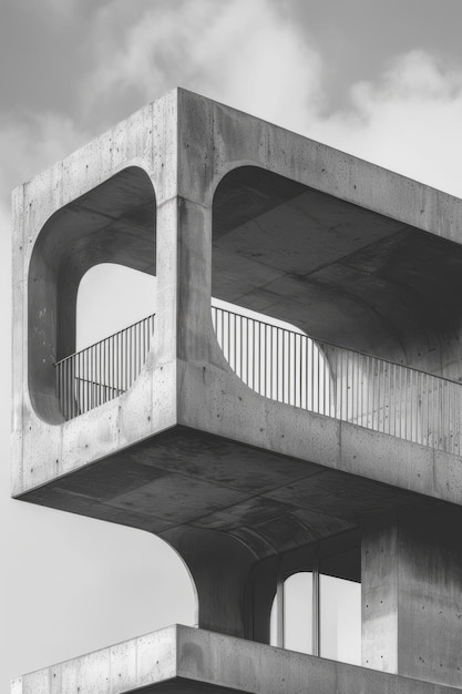 Balcone di un edificio in cemento brutale