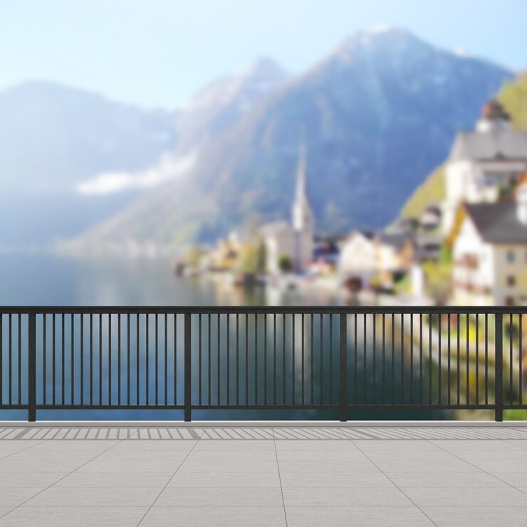 Balcone e terrazza con esterno sfocato