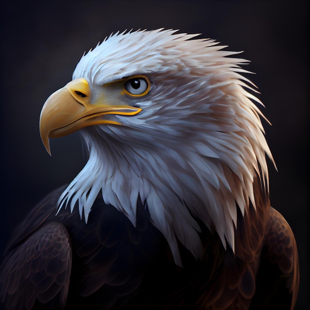 Bald Eagle rendering 3D di un'aquila americana su uno sfondo scuro