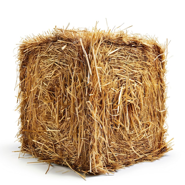 Bale di fieno isolate su sfondo bianco