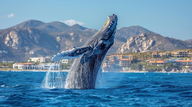 Balena a gobba che salta sull'acqua